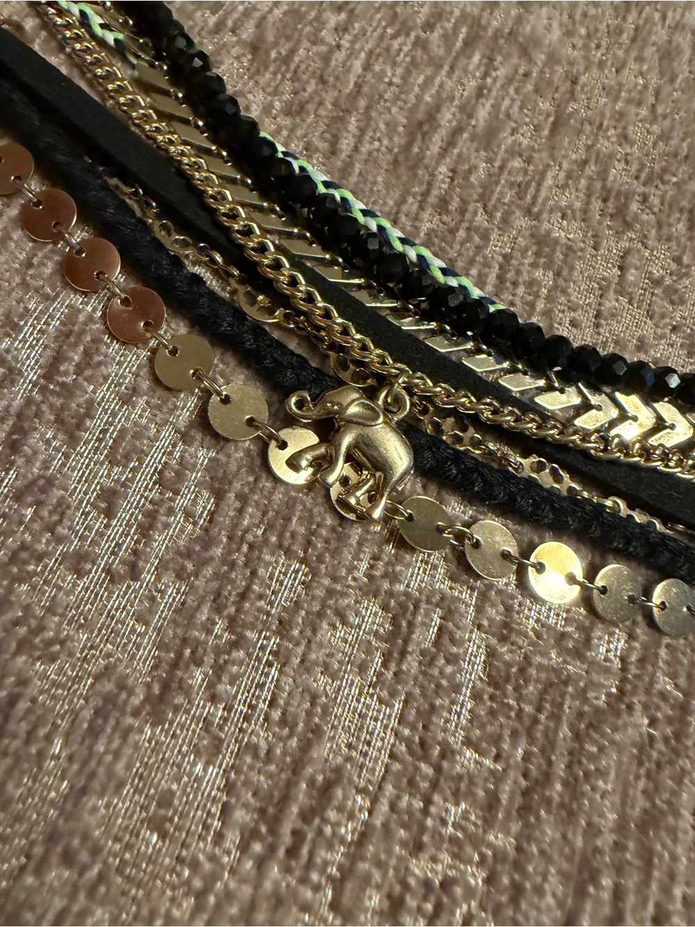 Multi- Chain Bracelet With Elephant Charm, NWOT